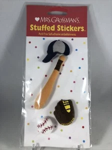 Mrs. Grossman's Stuffed Stickers 2 Packs Baseball Bat Hat Mitt 2003 Sealed - Picture 1 of 4