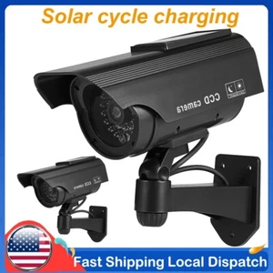 2 PC LED Solar Lamp Outdoor Garden Security Flashing Lamp Fake Camera Waterproof - Picture 1 of 13
