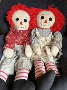 Vintage Raggedy Ann & Andy 35" Tall Fabric Dolls - Picture 1 of 10