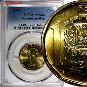 Repubblica Dominicana 2008 1 Peso PCGS MS64 Juan Pablo Duarte y Diez KM# 80(7) - Foto 1 di 4