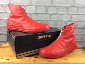 red leather converse trainers