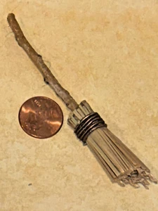 Miniature TINY handmade witches broom Magic Wizard Dollhouse Halloween 4 inches - Picture 1 of 2