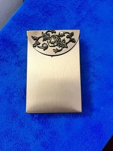Vintage Zigarettenetui mit Originaletikett - Goldton mit Rosen und Strass - Bild 1 von 8