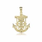 14K Solid Yellow Gold Jesus Crucifix Anchor Pendant Mariner Cross Necklace Charm
