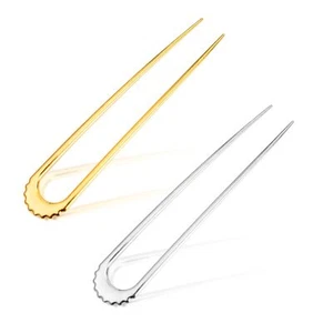 2pcs French Hair Pins U Shaped Hair Sticks Metal Hairpin Elegant Updo Chignon... - Picture 1 of 7