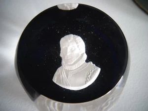 Cristalleries D' Albret CHRISTOPHER COLUMBUS Sulfid Briefbeschwerer facettiert 1966 - Bild 1 von 6