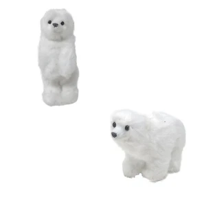 Adorno de oso polar peludo de diseñador de felpa blanco de pie 5 pulgadas adorable estatuilla - Imagen 1 de 28