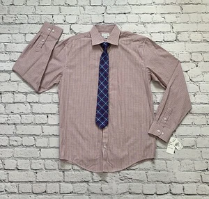 NWT Collection By Michael Strahan Boy’s 20R Wine w Navy Tie Button Up Shirt $45 - Picture 1 of 20