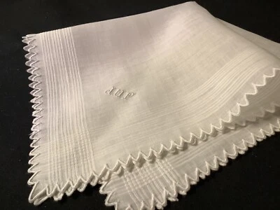 9094🌟ANTIQUE 1880s Fine Batiste Monogram “JMF” Wedding Handkerchief Heirloom - Image 1 of 4
