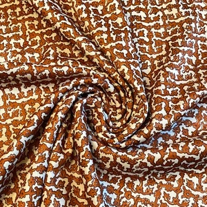 2.2 YD 1970s Brown Abstract Polyester Knit Fabric - Picture 1 of 6