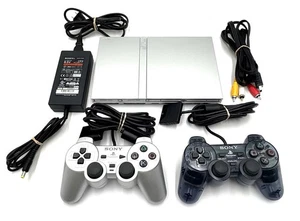 Sony PlayStation 2 Slim PS2 Silber SCPH-79001 Konsole mit Controllern - Getestet - Bild 1 von 12