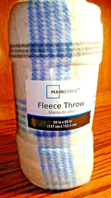 Manta polar Walmart MAINSTAYS 50"x 60" azul y gris a cuadros/regalo 605 nueva con etiquetas Foto 1 de 3