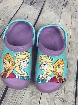 Zuecos Crocs Frozen Anna Elsa Niña Rosa Púrpura Talla 1 Juvenil BUENOS Foto 1 de 4