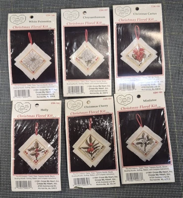 Cross My Heart Navidad Navidad Floral Kit Adornos SELLADOS Lote de 6 Foto 1 de 4