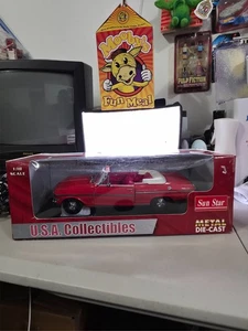 SUN STAR 1963 CHEVROLET NOVA Convertible 1:18 Diecast Car, Riverside Red - Picture 1 of 8
