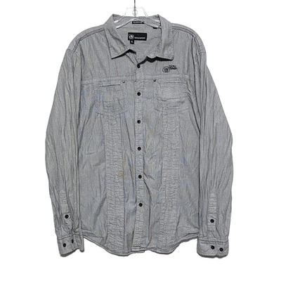 Ocean Current Button Down Shirt Sewn Logo Black White Striped Pockets Mens XL - Image 1 of 4