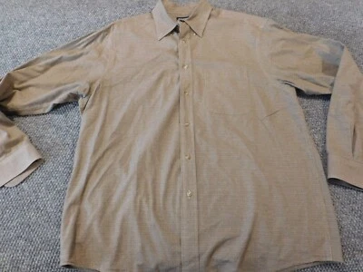 Roundtree and Yorke Mens Shirt Large brown plaid  button up easy care casual - Image 1 of 4