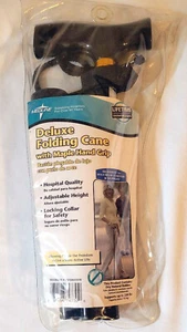 MEDLINE Deluxe Black Folding Cane Maple Handle New In Package - Picture 1 of 5