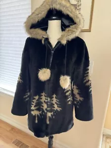 Black Mountain Peak Fluffy Black Coat Size Small Women's Coat - Picture 1 of 14