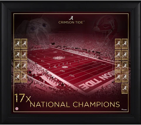 Alabama Crimson Tide Framed 15x17 Football Champship Count Collage Cover