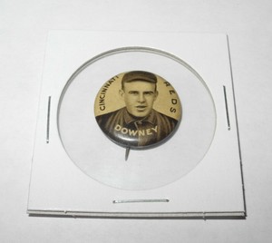 1910-12 Sweet Caporal Baseball Coin Pin Tom Downey Cincinnati Reds Near Mint