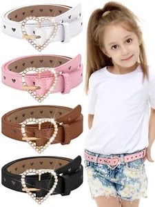 4 Pcs Girls Belt Kids Leather Belts Waist Belt Rhinestone Heart Metal Buckle ... - Picture 1 of 7