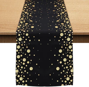 Black and Gold Table Runner 12 X 72 Inches, Glittering Dots Table Runners Kitche - Picture 1 of 12