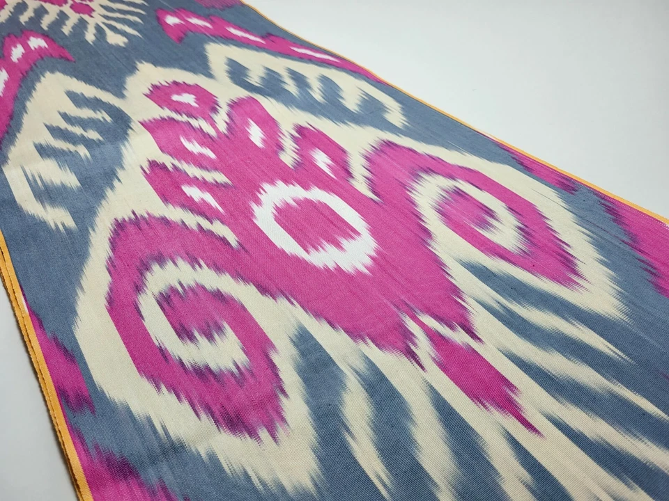 Pink gray cotton ikat fabric by the yard top ikat best SALE price if u buy more - Image 1 of 4