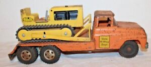 1962 vintage TONKA FORD STATE HI-WAY DEPT EQUIPMENT HAULER TRUCK & TRACTOR Toy