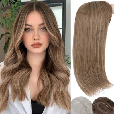 Suave 18 pulgadas Ombre Mezcla Encaje Base Toppers Clip Extensiones Pelo Largo Piezas Foto 1 de 4