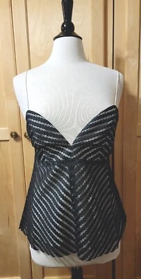 Nueva Camiseta sin Mangas Sugar Lips Negra Encaje Club Fiesta Cóctel Talla Mediana Foto 1 de 4