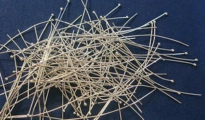 100 pasadores de cabeza de bola chapados en oro blanco joyería pasadores de cabeza colgante 2 pulgadas de largo fps083 - Imagen 1 de 2