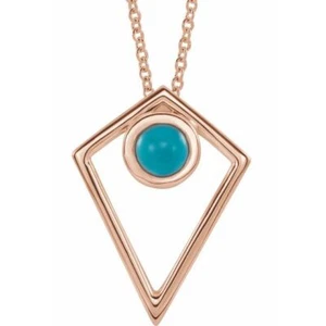 Collar Pirámide Cabujón Turquesa Natural 14K 24" - Imagen 1 de 3