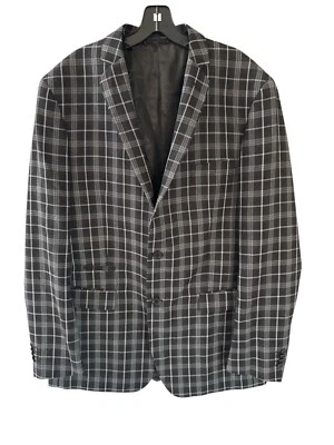 Ferrecci Black and Grey Plaid Men's Suit Blazer Jacket Sports Coat Sz 44L - Image 1 of 4
