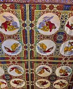 Arazzo vintage da appendere a parete spagnolo Matador Bull Fighter nappa intrecciata oro rosso - Foto 1 di 9