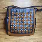 Isabella Fiore Tan Brown Laser Cut Leather Purse 14in x 12in