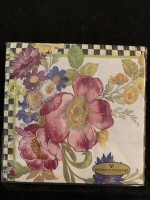 Paquete de 20 servilletas de cóctel de papel Mackenzie Childs White Flower Market, NUEVAS Foto 1 de 2