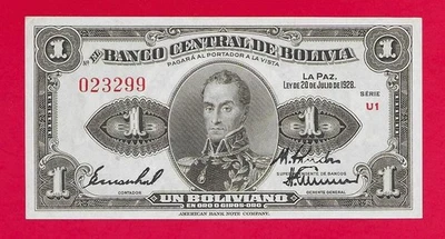Bolivia 1 boliviano 1928 pick #119a - Image 1 of 2