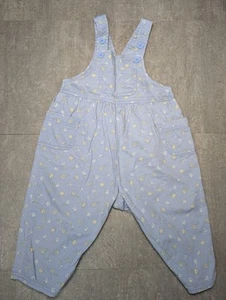 Vintage Oshkosh B’gosh Floral Vestbak Strampler Overall 18 Monate blau Knopf - Bild 1 von 8