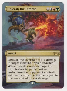 Altered Unleash the Inferno LP MTG Magic Hand Painted Unique Extended Art Rare! - Picture 1 of 2