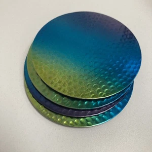 Iridescent Painted Hammered Metal Coasters set of 4 - Picture 1 of 3