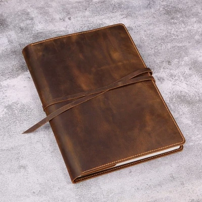 Cubierta de libro de bocetos de cuero de grano completo para almohadilla de bocetos en espiral superior de 9x12 Foto 1 de 4