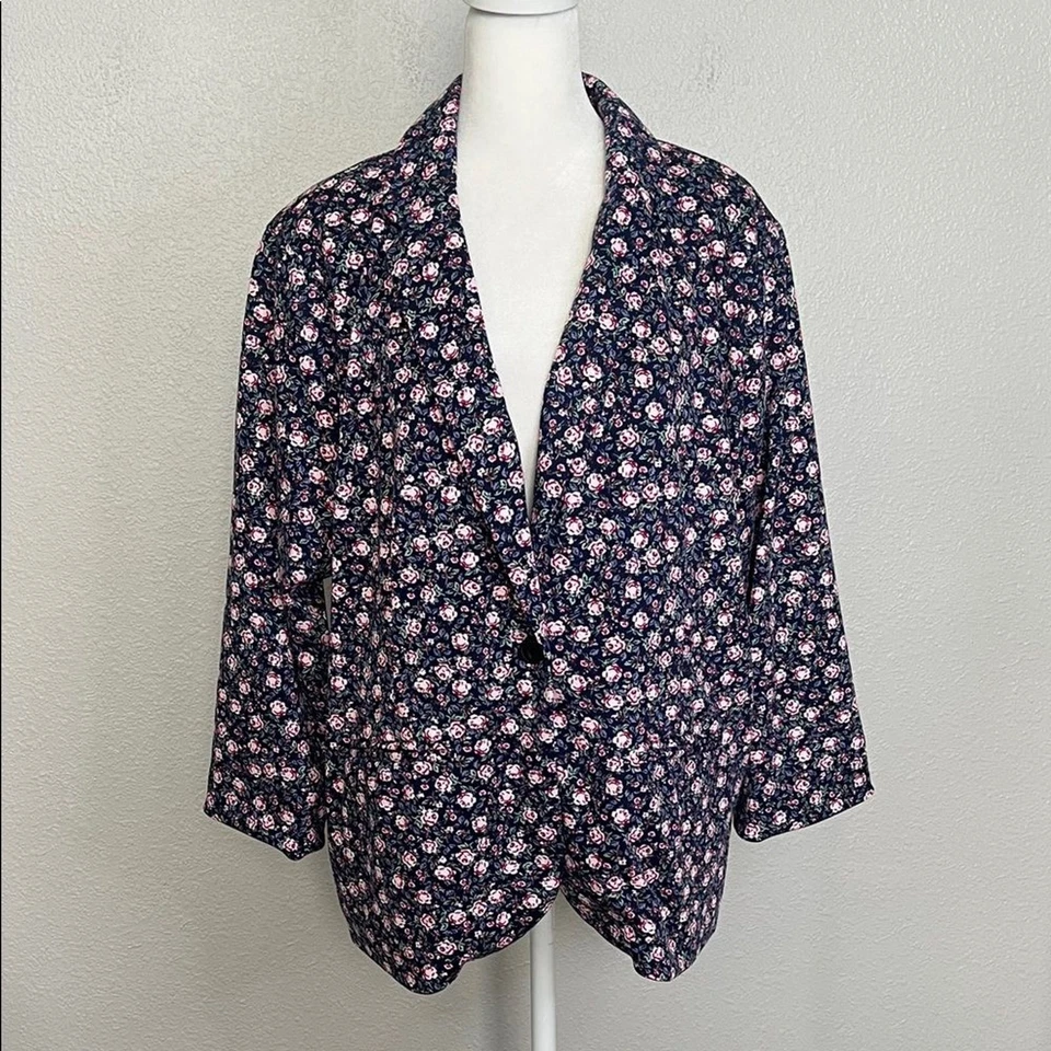 Blazer Lauren Conrad Azul Marino Rosas Talla XL NUEVO CON ETIQUETAS Foto 1 de 4