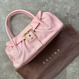 Raro Celine Grande Chouquet Rosa Oro Accesorios de Metal Bolso Cuero con Bolsa para el Polvo Bueno - Imagen 1 de 16