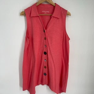 Soft Surroundings Tunic Women’s Red Large Danielle Button Asymmetrical Lagenlook - Picture 1 of 11