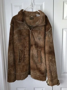 Men’s Faux Shearling Lined Jacket Sz M Brown PX 1970's Look Heavy Winter - Picture 1 of 4