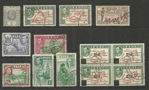 FIJI 1941, 2 1/2d sobre 2d atractivo fino usado bloque 4 + varios KGVI, (34 sellos) - Imagen 1 de 1