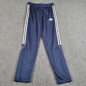 Adidas Soccer Pants Youth Large Slim Tapered Football Futbol Blue Zip Legs NEW - Picture 1 of 8