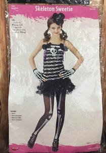 Skelett Sweetie Mädchen Halloween Kostüm 4 Stck. - Größe M 8-10 - Neu mit Etikett - Bild 1 von 5
