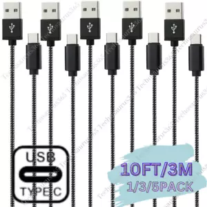 Bulk Lot 10ft USB Type C Fast Charger Cable Charging Cord For Samsung S8 S9 S10 - Picture 1 of 10